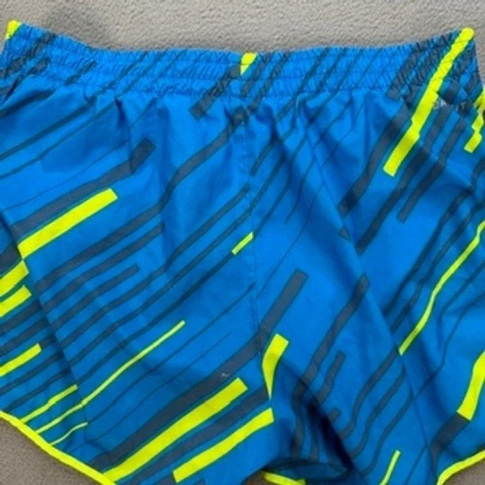 Nike Running Shorts Dri-FIT Geometric Athletic Medium Blue Yellow Performance